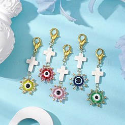 Décoration pendentif en verre et résine mauvais œil&nbsp;HJEW-MZ00072