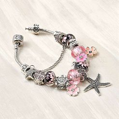 Bracelets à breloques en alliage émaillé avec perles européennes&nbsp;BJEW-F495-08P