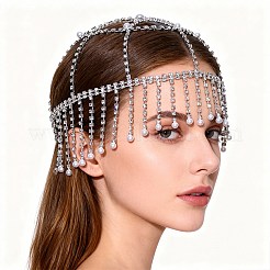 Gorro de malla con imitación de perlas y rhinestone ABS&nbsp;AJEW-WH20017-85P