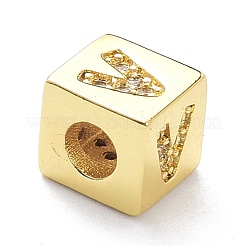 Perline di zirconia cubica trasparenti in vero ottone placcato oro 18k&nbsp;ZIRC-L091-076G-V