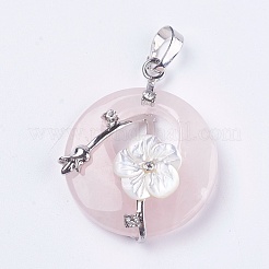 Natürlichen Rosenquarz Anhänger&nbsp;G-F546-A10