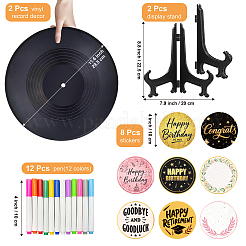 1 Set Kunststoff-Schallplatten mit Schallplattenständer&nbsp;AJEW-TN0001-05