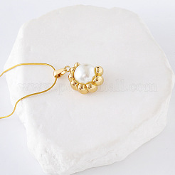 Collier avec pendentif rond en acier inoxydable et imitation perle pour femme&nbsp;XK4699