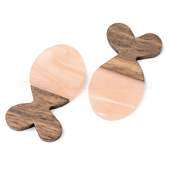 Pendentifs en résine opaque et bois de noyer&nbsp;RESI-S389-053A-C02