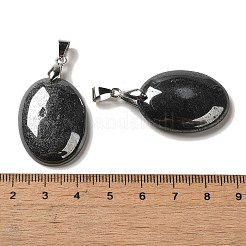 Natürlichen schwarzen Stein-Anhänger&nbsp;G-Z055-03P-15