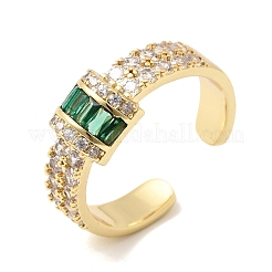 Bagues ouvertes en laiton avec micro pavé de zircones cubiques pour femmes&nbsp;RJEW-L343-04G-02