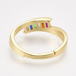 Anillos de latón de zirconia cúbicos micro pave ajustables&nbsp;RJEW-S044-033