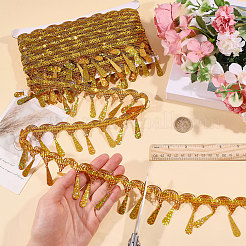 Rubans à pompons en dentelle de fil métallique polyester&nbsp;OCOR-WH0108-42C