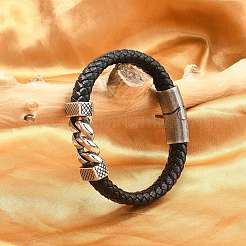 Geflochtenen Lederband Armbänder für Männer&nbsp;BJEW-Z081-18AS