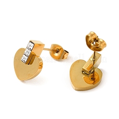 Orecchini a forma di cuore in acciaio inossidabile 304 con placcatura ionica (ip) e strass&nbsp;STAS-D089-17G