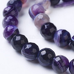 Chapelets de perles en agate à rayures naturelles/agates à bandes&nbsp;G-G753-07-8mm