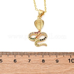 Collane con ciondolo a forma di serpente in ottone micro pavé di zirconi cubici colorati&nbsp;LS-NJEW-S438-02H-G