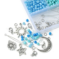 DIY Schmucksets für Anhänger aus Glasperlen und Legierung mit Ozeanmotiv&nbsp;DIY-FS0006-16