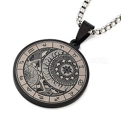 Colliers avec pendentif constellation en acier inoxydable rétro mandala 201 pour femmes et hommes&nbsp;LS-NJEW-M223-01F