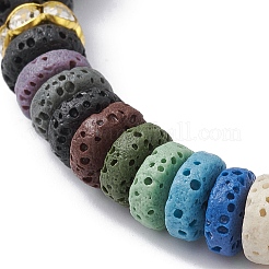 Pulseras elásticas con cuentas de roca de lava natural coloridas teñidas&nbsp;BJEW-JB09683-01