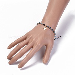 Bracelets de perles tressées en verre galvanoplastie&nbsp;BJEW-JB04307-06