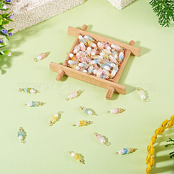 48 Stück 12 Stile Acryl & Naturperlen Blumenverbinder Charms&nbsp;PALLOY-CW00008