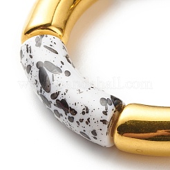 Bracciale elasticizzato da donna con perline in tubo curvo in acrilico bicolore&nbsp;BJEW-JB08441