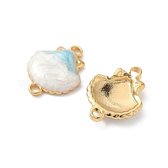 Muschelförmige Verbindungsstück-Anhänger aus 304 Edelstahl mit floralem Emaille in Weiß und Helltürkis&nbsp;STAS-H483-10G