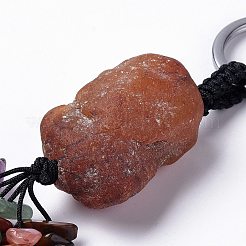 Pépite d'agate rouge naturelle avec des porte-clés à pampilles de pierres précieuses mélangées&nbsp;KEYC-P012-02P-02