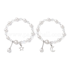2 bracciale con perle di conchiglia e perline rotonde di vetro&nbsp;BJEW-JB11857