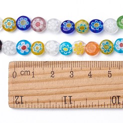 Flache runde handgemachte Millefiori Glasperlen&nbsp;LK-R004-54