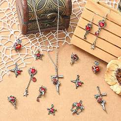 16 pz 8 stili di pendenti in lega e resina con strass&nbsp;FIND-CJ0005-96
