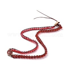 Bracciali avvolgenti con perline in vetro sfaccettato e corniola naturale (tinti e riscaldati).&nbsp;BJEW-JB05035-02