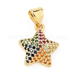 Pendentifs avec zircon cubiques à micro-pavés en laiton&nbsp;KK-E015-09G-04