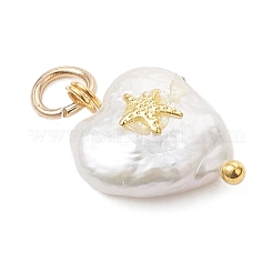 Herzanhänger aus natürlicher barocker Keshi-Perle mit Seestern-Motiv aus einer Legierung&nbsp;PALLOY-JF05014