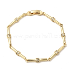Bambus-Messing-Mikropflaster-Gliederkettenarmbänder mit klarem Zirkonia&nbsp;BJEW-C130-05G