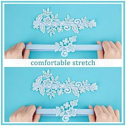 Elastische Brautstrumpfbänder aus Polyesterspitze&nbsp;DIY-WH0308-149B