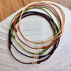 5 Stück geflochtenes Armband aus runden Messingperlen&nbsp;QM9209-6