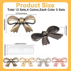 12 Stück 4 Farben Bowknot Legierung dekorative Schnallen&nbsp;FIND-CP0003-70