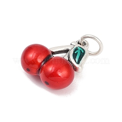 Feine silberne rote Emaille-Obstanhänger&nbsp;STER-F060-01AS-02