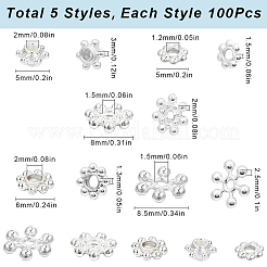 500 Stück 5 Stile Legierung Daisy Abstandsperlen&nbsp;FIND-SP0002-22B