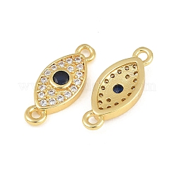 Breloques connecteurs en laiton micro-pavé de zircon cubique bleu marine&nbsp;CU-CBA1F94-01A-G