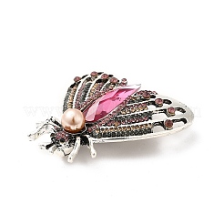 Bunte Mottenbrosche aus Strass mit Imitationsperlen&nbsp;JEWB-P014-05AS