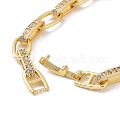 Gliederarmband mit ovalen Gliedern aus klarem Zirkonia&nbsp;BJEW-E015-01G