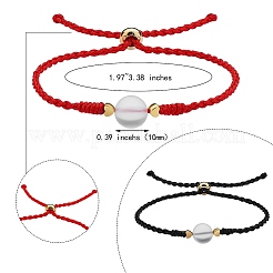 2 stücke 2 farben synthetische mondstein runde perlen schieber armband&nbsp;BJEW-SW00057-01