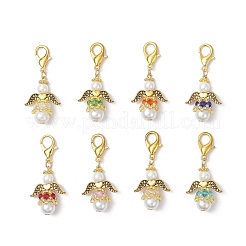 8 pièce de décorations en perles de verre et pendentifs en verre en forme d'ange&nbsp;HJEW-MZ00384