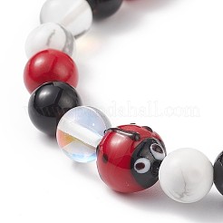 Braccialetto elasticizzato con perline rotonde in pietra mista naturale e sintetica&nbsp;BJEW-TA00185