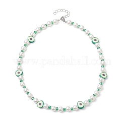 Argile polymère de fruits et graines de verre et collier de perles en perles acryliques&nbsp;NJEW-JN04582-02