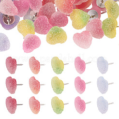 50 punaise à dessin en résine druzy à dégradé de couleur en forme de cœur&nbsp;AJEW-TAC00063
