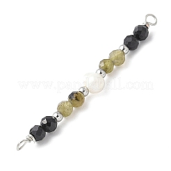 Ciondoli con perline di labradorite naturale sfaccettata rotonda e spinello nero e perle d'acqua dolce coltivate naturali di patata&nbsp;PALLOY-JF03532-07