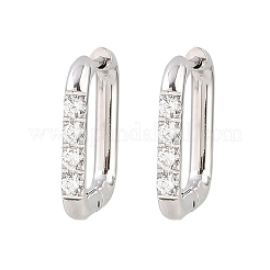 Pendientes de aro cuadrados de acero inoxidable 304 con circonitas cúbicas transparentes&nbsp;EJEW-L307-09P