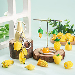 30 colgante de resina opaca con temática de frutas y verduras en 10 estilos&nbsp;AJEW-TA0005-77