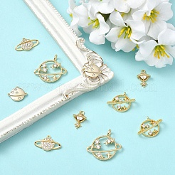 5pcs 5 styles pendentifs en laiton micro pavé de zircone cubique&nbsp;KK-YW0004-16