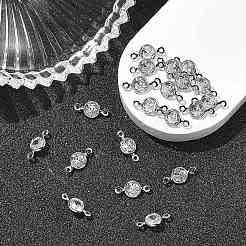 Breloques connecteurs plates rondes en laiton pavé de zircone cubique shegrace&nbsp;XGRQ2O120-443A-P