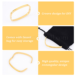 1 brazalete rectangular con bisagra de circonita cúbica transparente&nbsp;BJEW-UN0001-37G